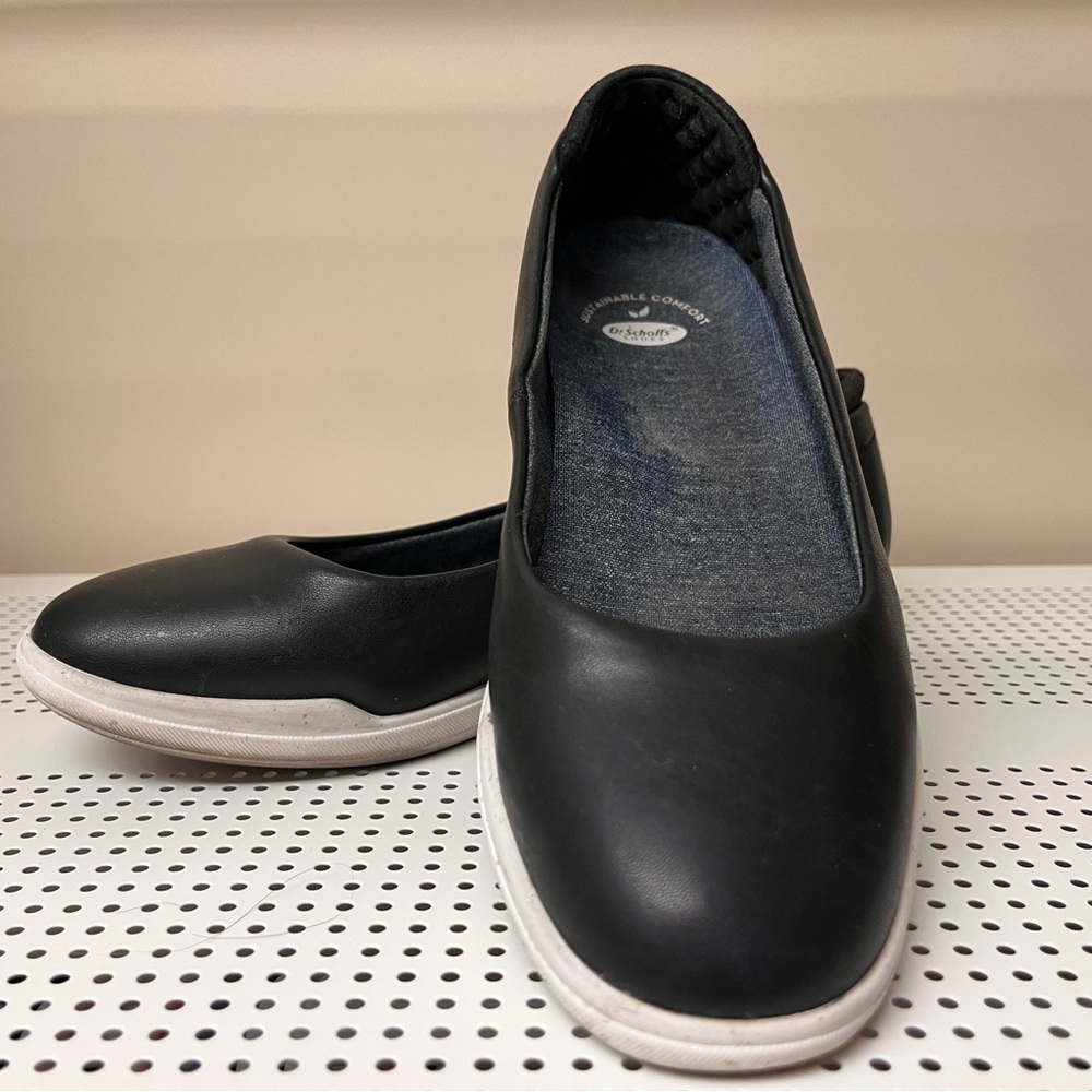 Dr. Scholl's Black and White Slip-On Flats